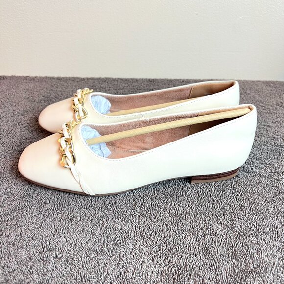 Rockport Womens Size 6.5 Chain Cream Ivory Leathers Slip On Ballet Flats‎ Shoes - Picture 6 of 13